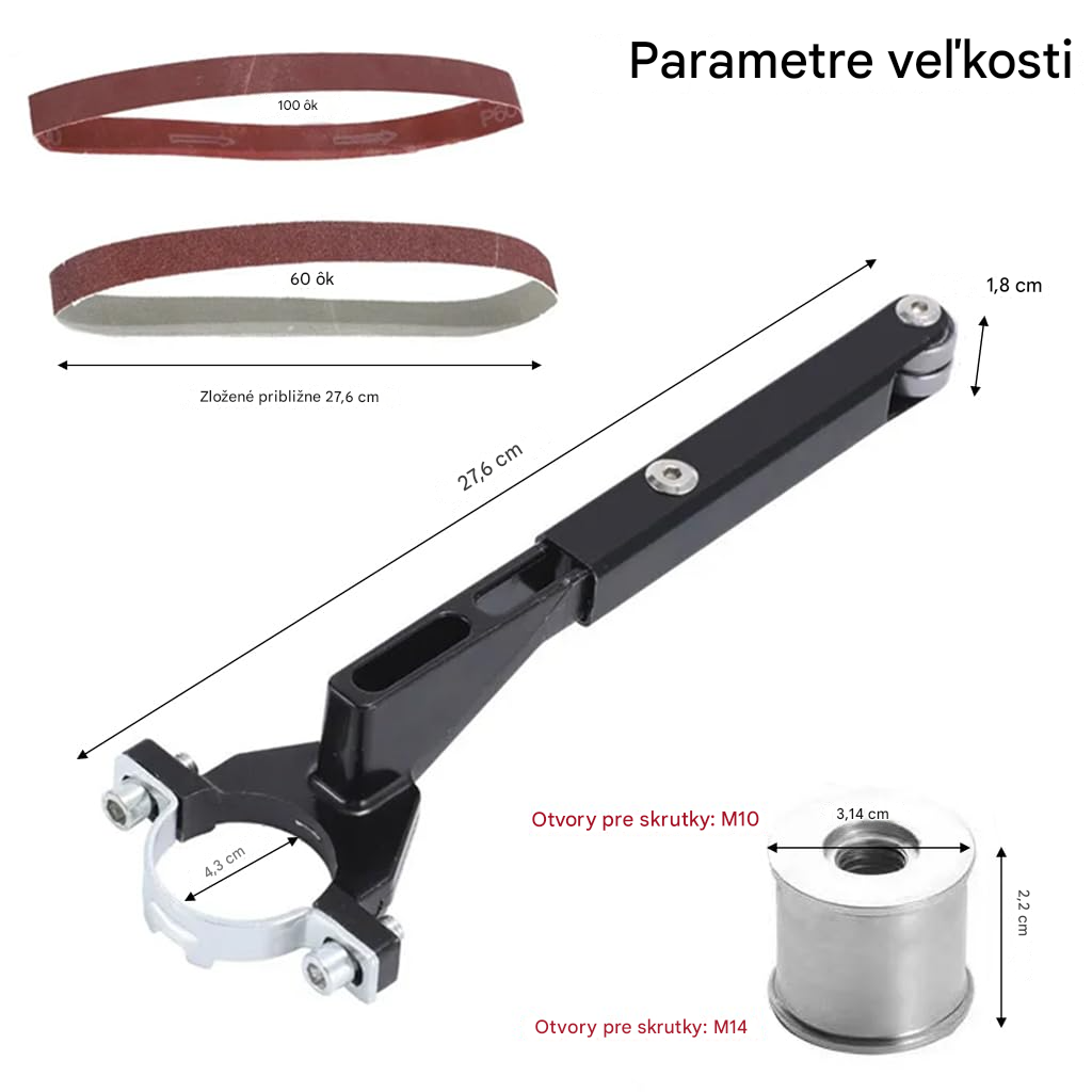 Univerzálny nadstavec na pásové brúsenie pre uhlovú brúsku 100 / 115 / 125 mm – adaptér na ostrenie a brúsenie – Obrázok 3