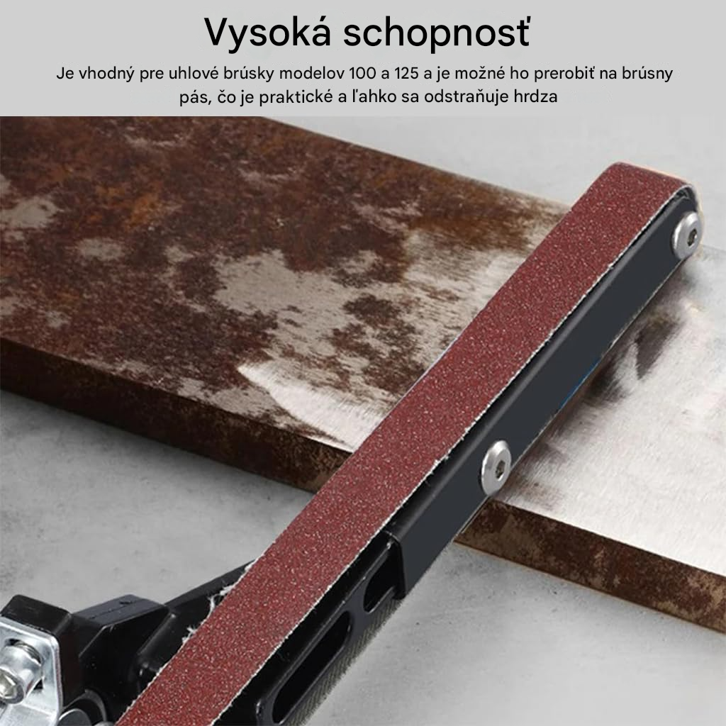 Univerzálny nadstavec na pásové brúsenie pre uhlovú brúsku 100 / 115 / 125 mm – adaptér na ostrenie a brúsenie – Obrázok 6